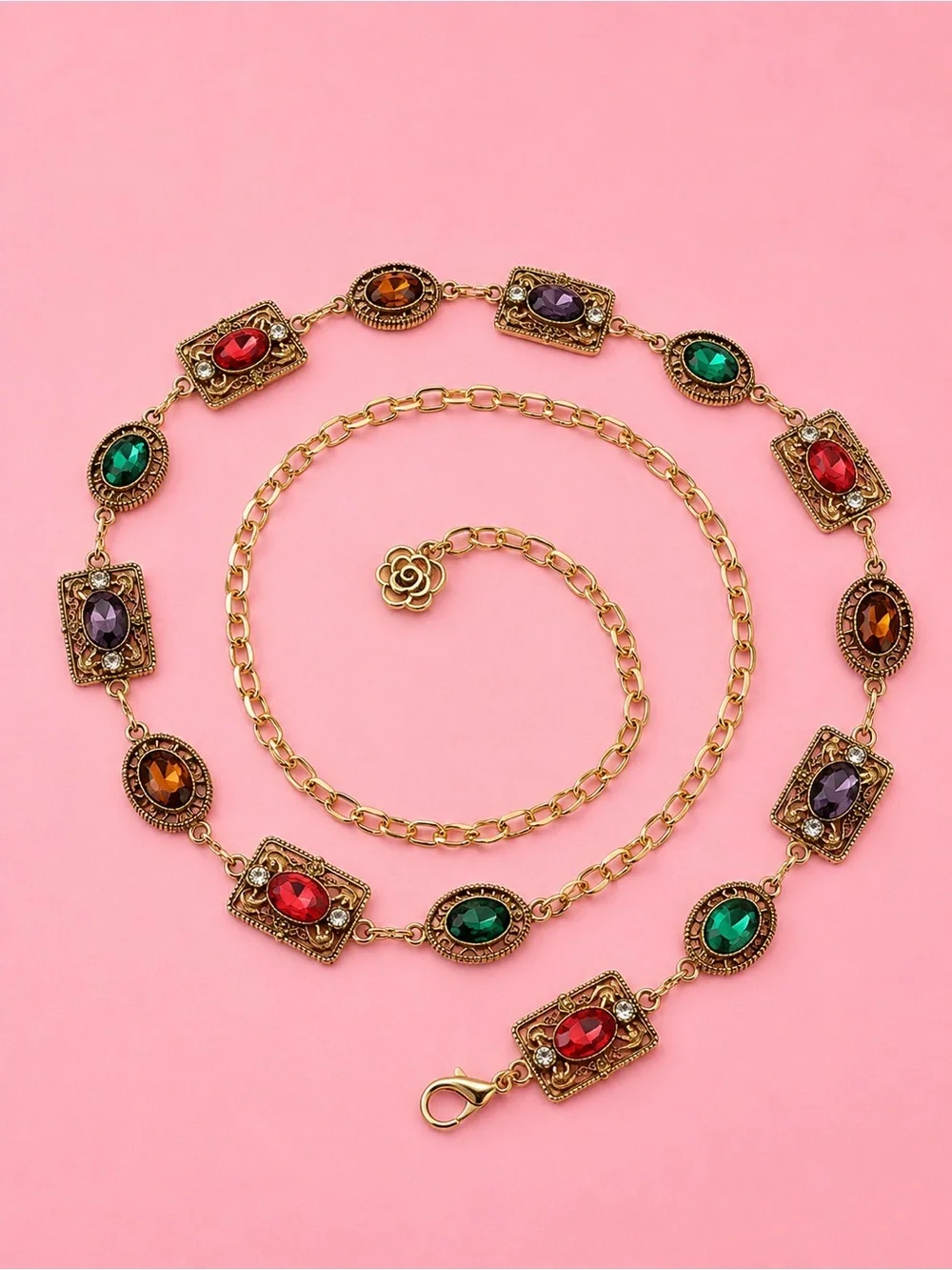 Gold Multistone Chain Belt